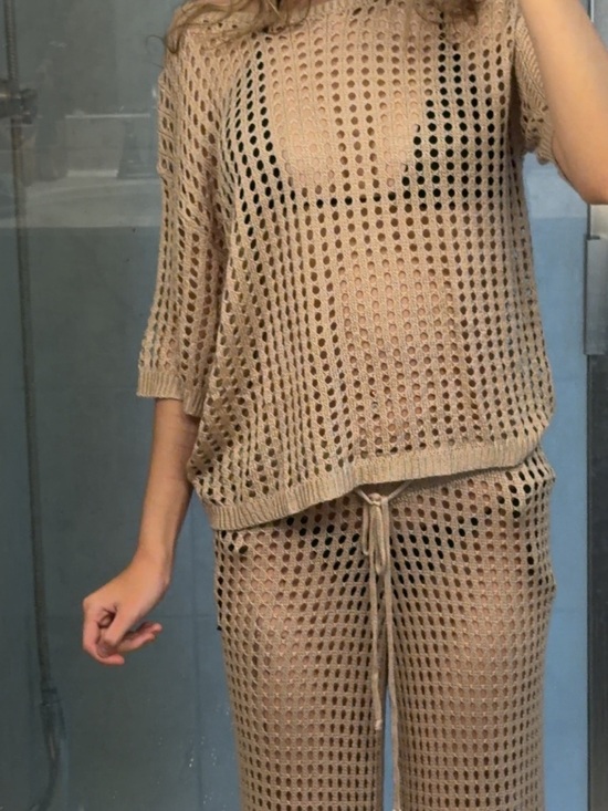 Nordstrom Other - Nordstrom Rack Beige Open-Knit Two-Piece Set